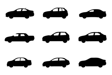 Compact Car Black Silhouette Vector Illustration