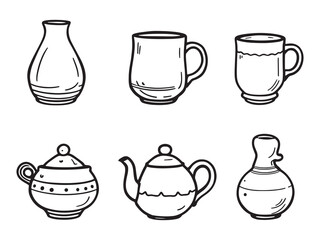 Ceramic Products line art vector illustration