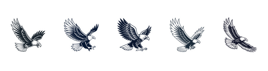 Eagle vector art illustrations. Eagle head clipart. Black eagle logo vector.