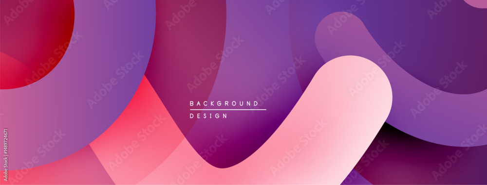 Poster abstract shapes overlap, creating vibrant gradients. pink, purple hues dominate composition. modern 
