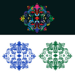 set of floral elements for design