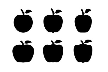 Black Apple Fruit Minimalist Silhouette Vector Illustration