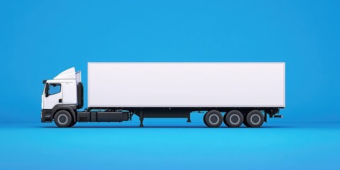 White Delivery Truck on Bright Blue Background for Transport Use