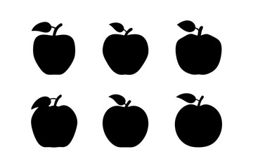 Black Apple Fruit Minimalist Silhouette Vector Illustration