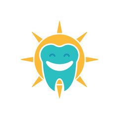 Dental Logo with Sun and Smile Illustration
