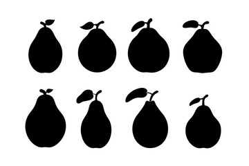 Black Guava Fruit Minimalist Silhouette Vector Illustration