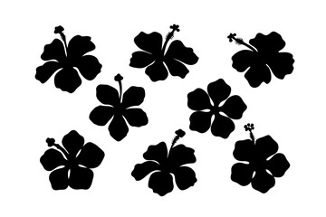 Black Hibiscus Flower Silhouette Vector Illustration