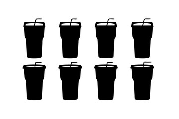 Black Iced Tea Silhouette Icon Vector Illustration