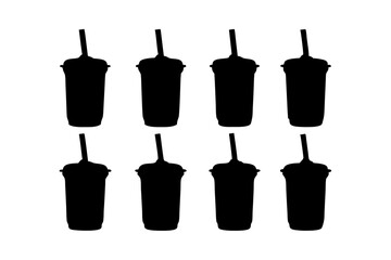 Black Iced Tea Silhouette Icon Vector Illustration