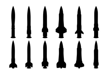 Black Missile or Rocket with Nozzle Base Vector Illustration