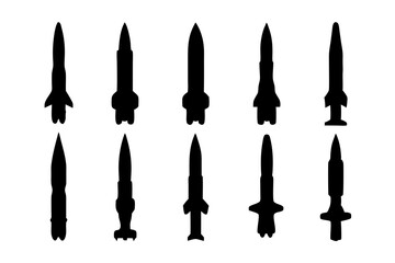 Black Missile or Rocket with Nozzle Base Vector Illustration