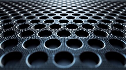 Close-up view of a perforated metal surface.
