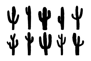 Cactus Desert Black Silhouette Icon Vector Illustration