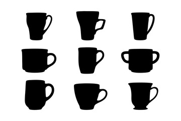 Coffee mug teacup or beverage cup black vector illustration