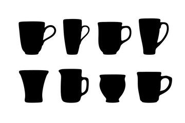 Coffee mug teacup or beverage cup black vector illustration