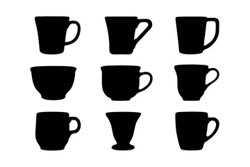 Coffee mug teacup or beverage cup black vector illustration