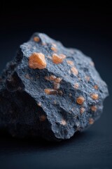 close-up of rough minerals on smooth black surface