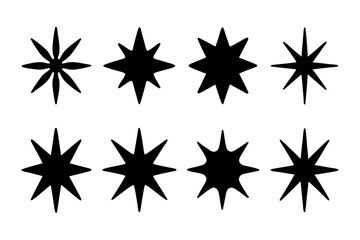 Eight pointed star shape black silhouette vector illustration