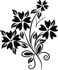 Elegant Black and White Floral Design Element for Decoration
