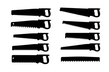 Hand saw tool black silhouette vector illustration