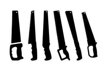 Hand saw tool black silhouette vector illustration