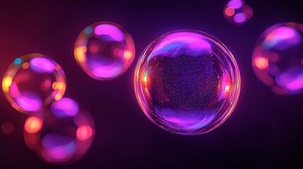 Vibrant, glowing soap bubbles against a dark background.