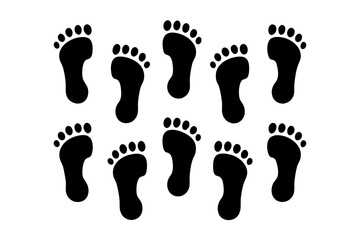 Man Footprints Black Silhouette Vector Illustration
