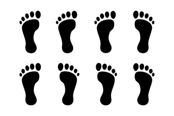 Man Footprints Black Silhouette Vector Illustration