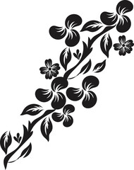 Elegant Black and White Floral Branch Design Element