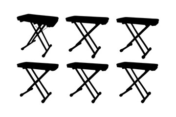 Portable Folding Keyboard Stand Black Silhouette Vector Illustration