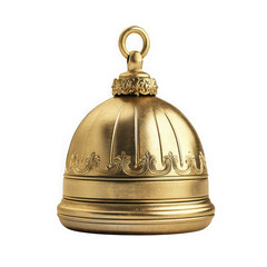Golden bell with ornate design isolated on a black background