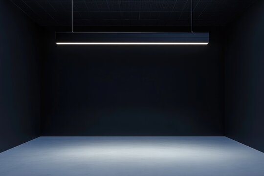 Empty, dark room with sleek lighting.  A minimalist, modern space