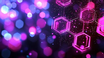Abstract digital hexagon network with vibrant colors.