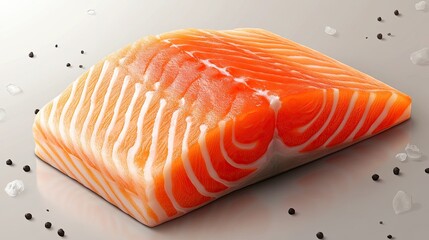 A vibrant salmon fillet promising a healthy flavorful meal seasoned perfectly presented on a smooth surface