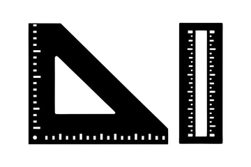 Ruler and Set Square for Drafting Vector Illustration