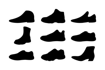 Shoes Black Silhouette Icon Isolated on White Vector Illustration