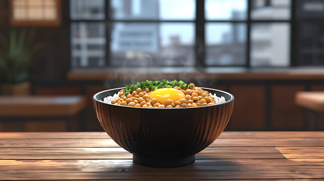 A steaming bowl of what appears to be chicken soboro ramen features a rich broth, topped with seasoned ground chicken, green onions, and possibly a soft-boiled egg.