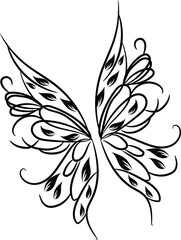 Elegant Black and White Butterfly Wings Design Illustration