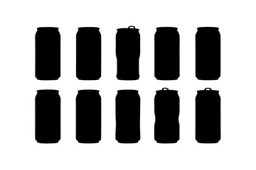 Soda Can Black Silhouette Vector Illustration