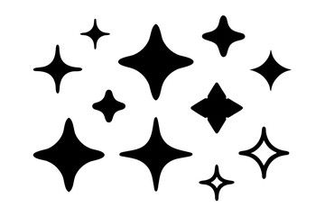 Sparkles Icon Black Silhouette Isolated Vector Illustration