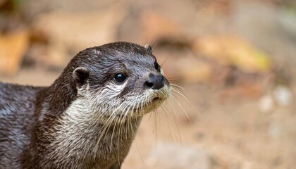 Detailed portrait of a curious otter with expressive eyes and wet fur