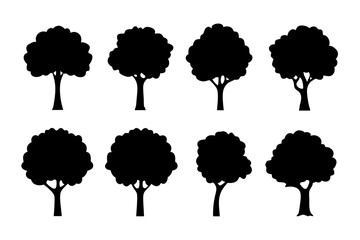 Tree with Rounded Leaves and Branches Icon Vector Illustration