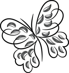 Elegant Black and White Ornate Butterfly Design Illustration