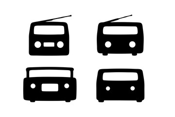 Vintage Radio Black Silhouette Icon Vector Illustration