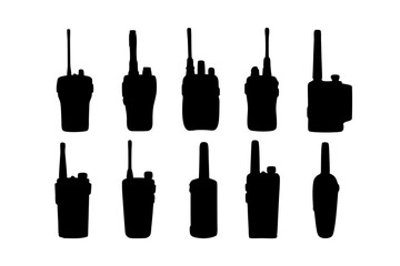 Naklejka premium Walkie Talkie Black Silhouette Icon Vector Illustration