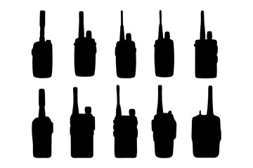 Naklejka premium Walkie Talkie Black Silhouette Icon Vector Illustration