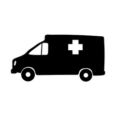 Ambulance Black Silhouette Vector Illustration