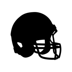 American Football Helmet Protection Black Silhouette Vector Illustration