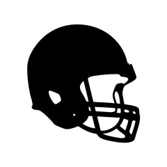 American Football Helmet Protection Black Silhouette Vector Illustration