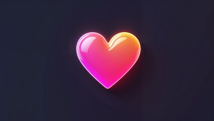 Heart pin glowing in the dark on plain dark background